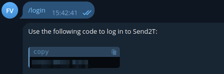 /login command on Telegram